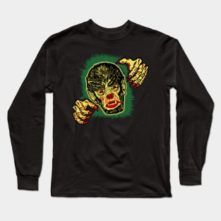 Vintage wolfman/werewolf halloween art Long Sleeve T-Shirt